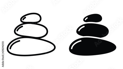 Photography Zen stone stack icon set isolated on transparent background vector graphic