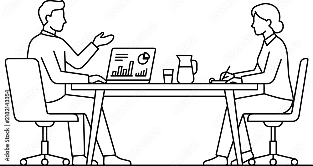 Fototapeta premium Business meeting with charts and analysis on laptop teamwork and discussion