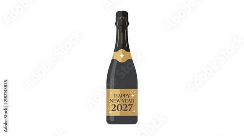 Happy New Year 2027 Champagne Bottle Celebration