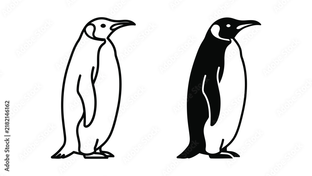 Obraz premium Majestic emperor penguin standing upright vector illustration for arctic wildlife concepts