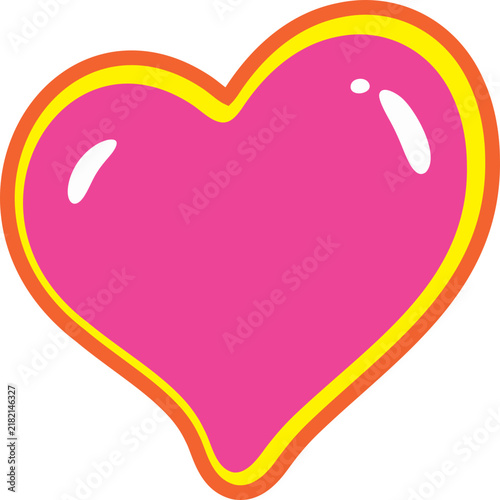 Cute pink decorative heart shape vector illustration element