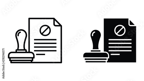 Official stamp on document vector icons for legal and administrative approval concepts