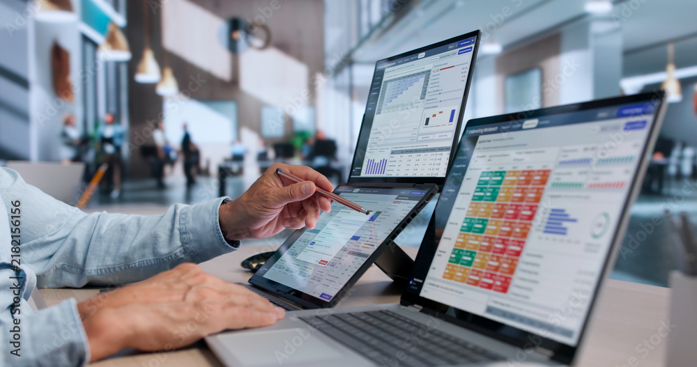 Obraz premium Insurance Underwriter Analyzes Risk Data And Pricing