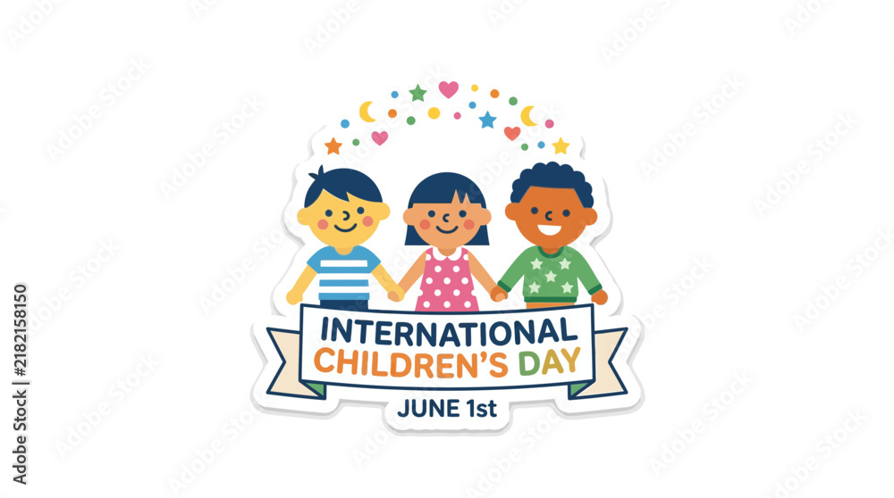 Fototapeta premium Diverse Kids Holding Hands for International Children's Day Celebration