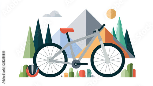 transparent cycling vector illustration with bicycle helmet