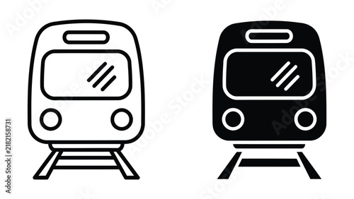 Train front view outline and solid fill vector