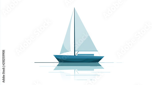 transparent sailboat vector illustration on calm ocean water