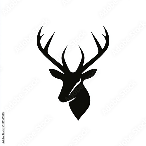 transparent deer head silhouette vector icon with antlers