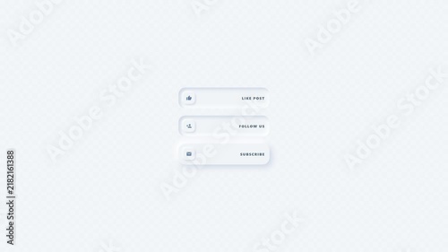 Neumorphic Social Media Buttons Animation Like Follow Subscribe White Minimalist Motion Graphics