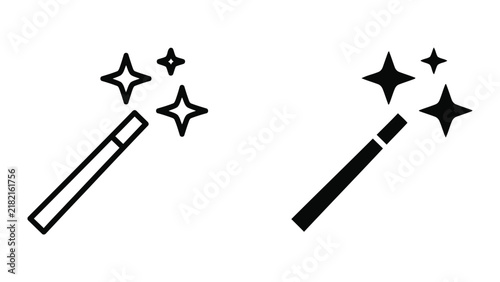 Magic wand with sparkle stars vector icon for creative design and user interface tools