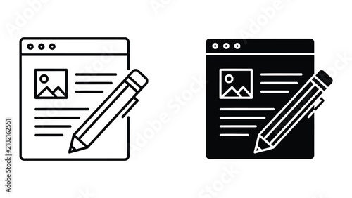 Web page document editing icon with pencil isolated on transparent background