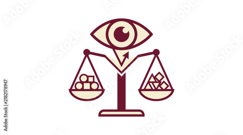 Fotografie Eye of Perception Scales Weighing Objects, Concept of Balance