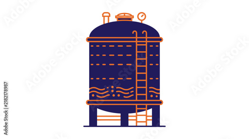Fotografie Industrial Fermentation Tank with Ladder Isolated