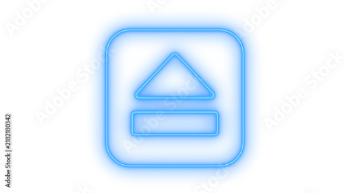 Photography Glowing neon eject button icon isolated on transparent background