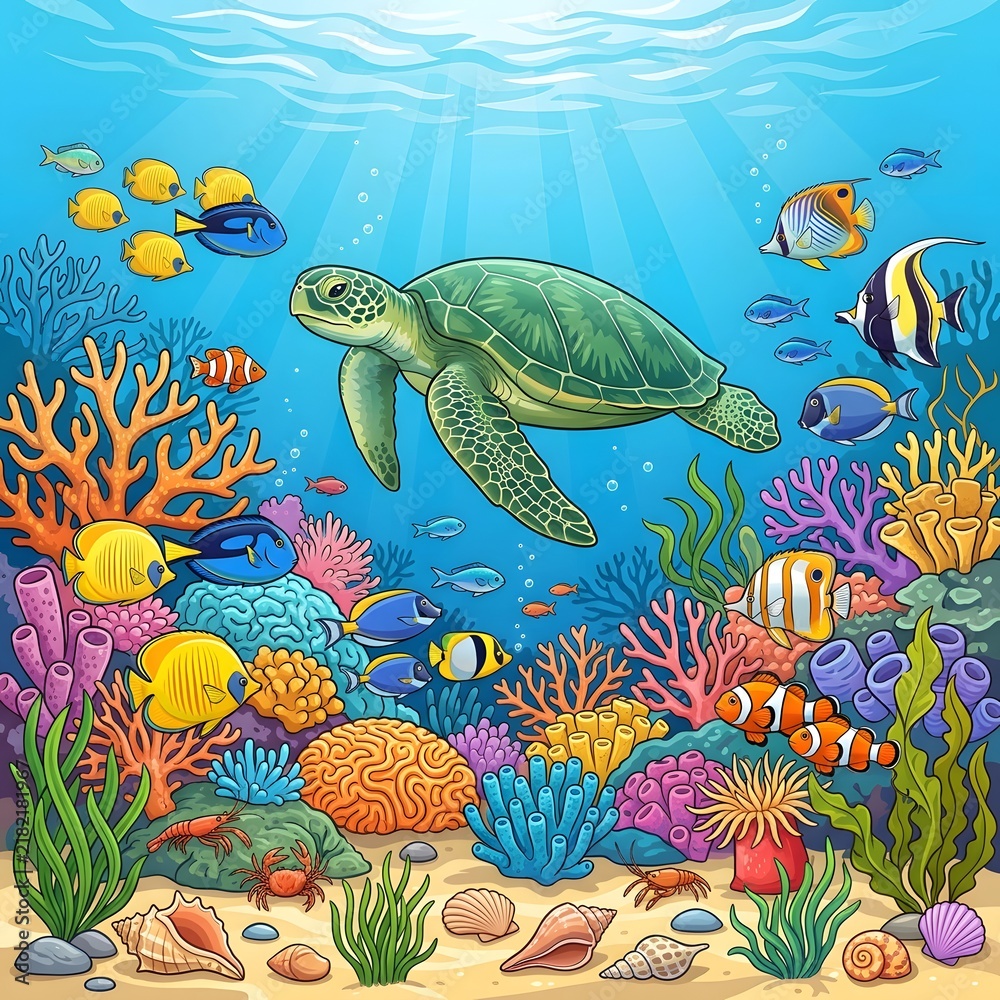 seamless pattern with marine animals