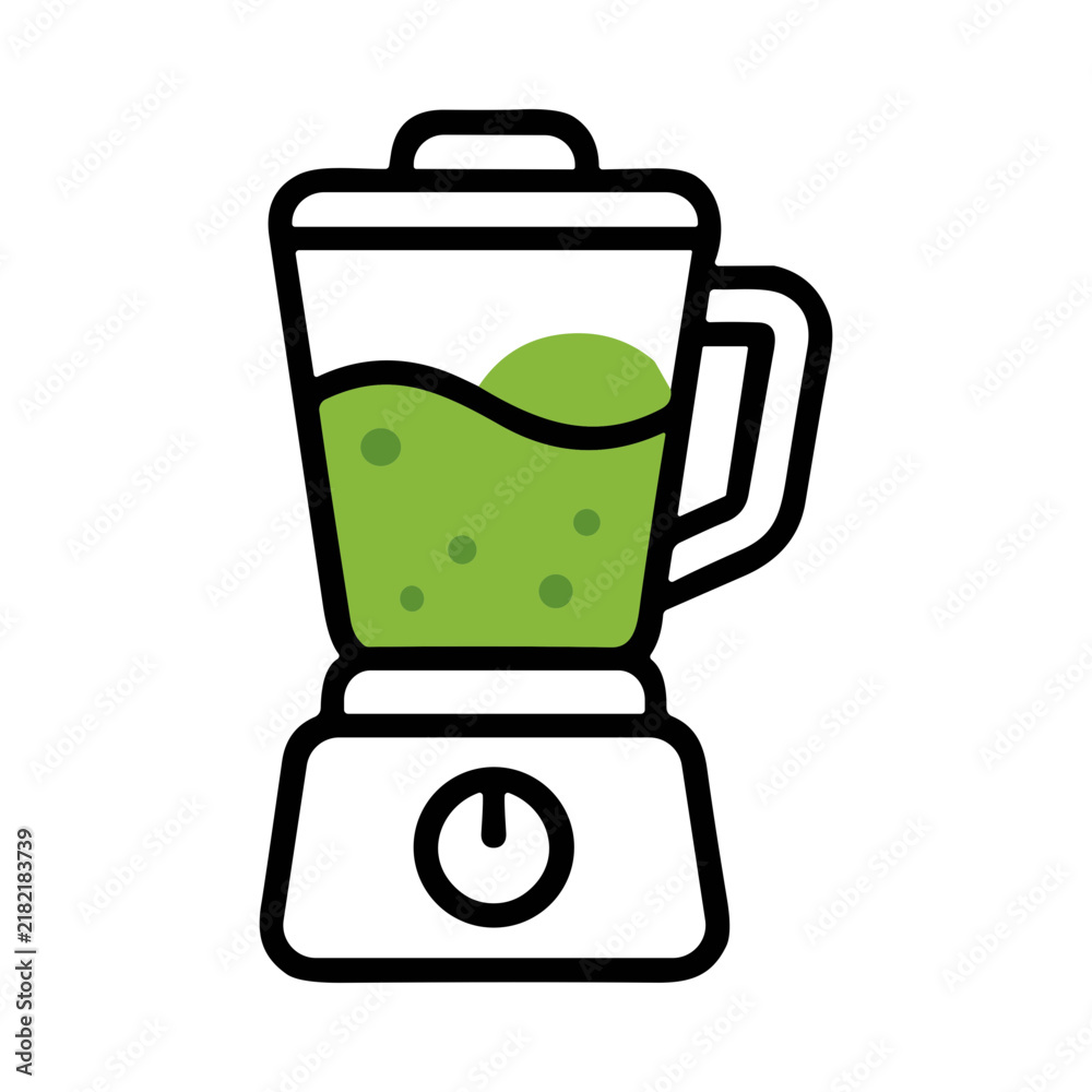 Naklejka premium Green Smoothie Being Blended in a Kitchen Appliance