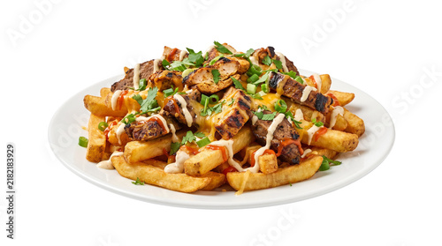 Картината върху платно Gourmet loaded fries with grilled steak and melted cheese