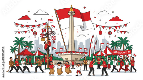 Indonesian Independence Day festival at Monas monument.