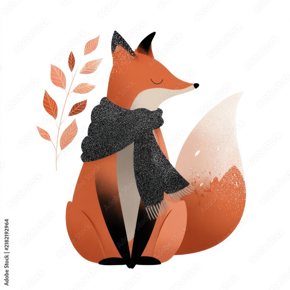 Fototapeta premium Charming fox wearing scarf