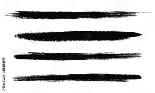 Black ink brush strokes, grunge horizontal texture set