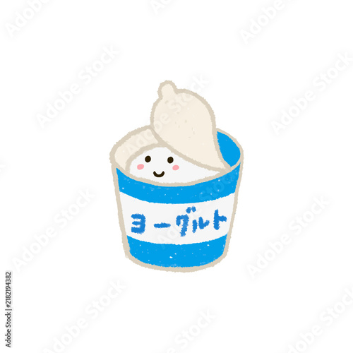 かわいい手描きの笑顔のカップヨーグルト