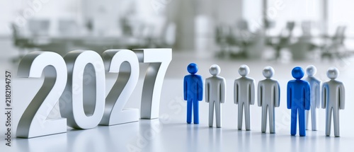 2027 Workforce Planning Concept With Employee Figures, Hiring Strategy, Talent Management and Future Labor Market Outlook