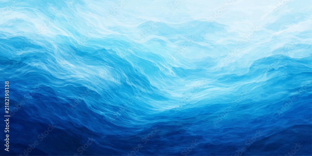 Fototapeta premium Abstract blue ocean water waves reflecting bright sunlight under a clear sky