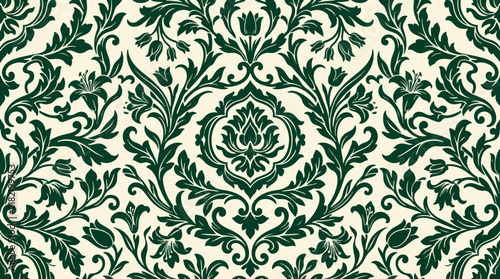 Rich Damask Background Vector With Traditional Decorative Motifs