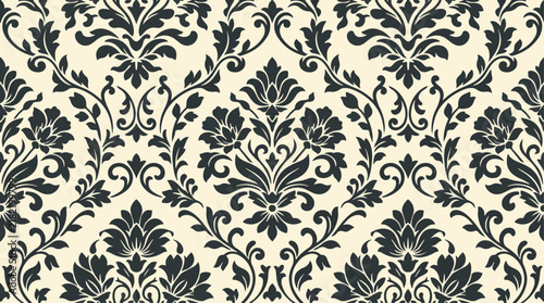 Royal Vintage Damask Background Vector With Elegant Curved Decoration