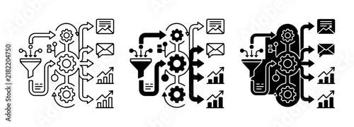 Workflow Automation Icons, Process Flow Diagrams, Business System Icons