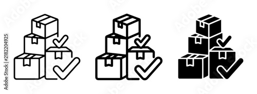 Delivery Boxes, Shipping Packages, Logistics Icons, Cargo Checkmarks