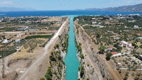 Foto Aerial View of the Corinth Canal and Saronic Gulf, Greece