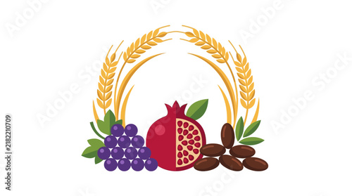 Set of Fresh Red Berries and Fruits with Leaves, Branches and Flowers Vector Illustration Isolated on White Background for Healthy Summer Food Design