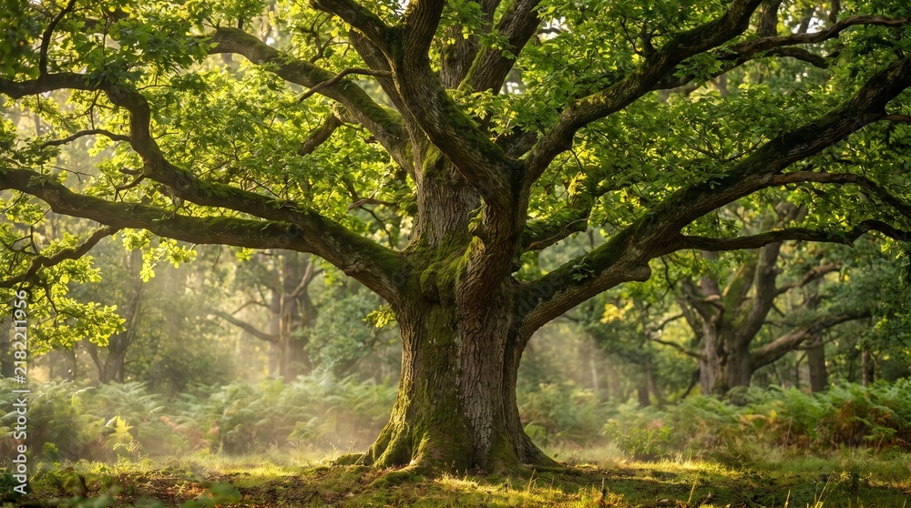 Fototapeta premium Ancient Oak Tree at Golden Hour