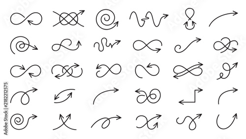 Hand Drawn Spiral Arrow Set for Creative Diagrams and Flow Charts