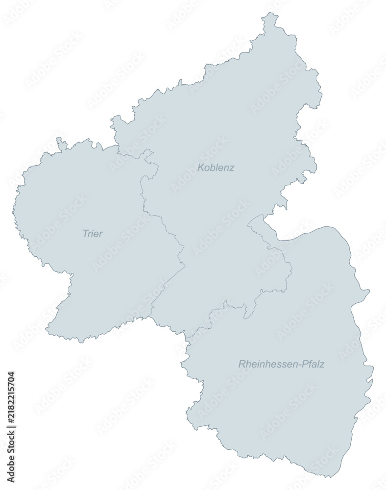 Obraz premium Map of Rhineland-Palatinate, Germany - Administrative Divisions