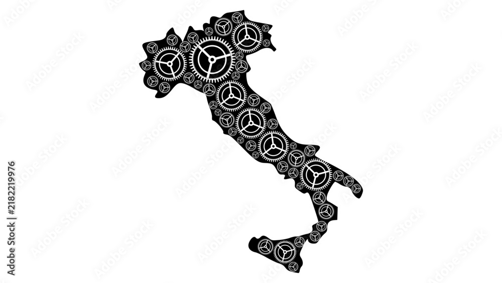 Fototapeta premium Economy of Italy, black isolated vector silhouette