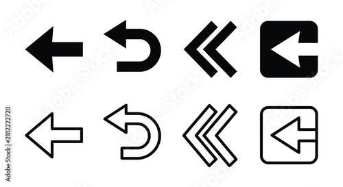 Collection of arrow icons in black and white line styles