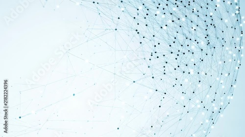 Minimal Blue Data Network Background With Glowing Lines