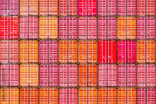 Container Walls. Container Terminal at Warehouse Port. Logistics Transportation Industry. Container ships, Global Business Shipping Import-Export. Logistics Warehouse	
