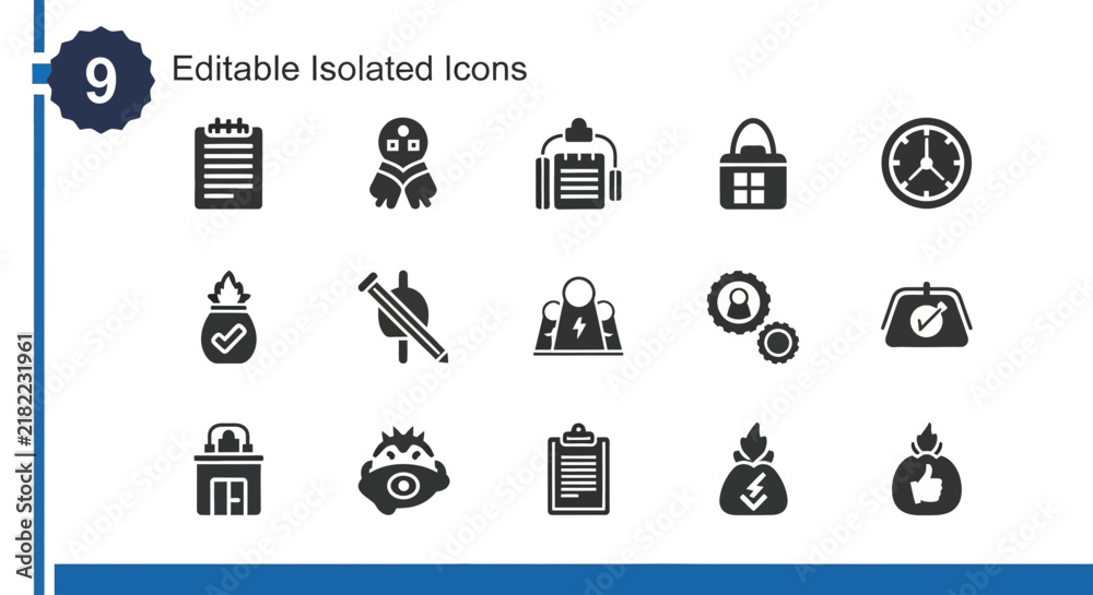 Fototapeta premium Professional Collection of 15 Minimalist Vector Icons Featuring Diverse Business and Creative Symbols for Graphic Design and Digital Projects