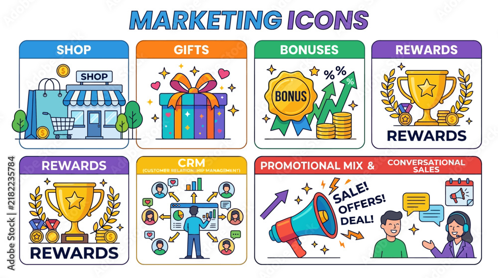 Naklejka premium Marketing and Business Icons Set