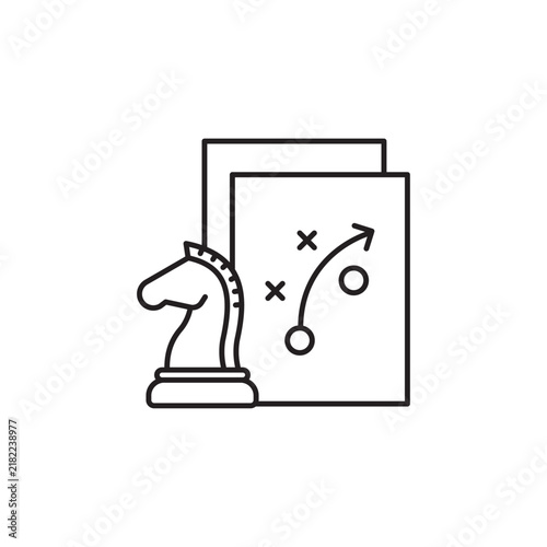 Paper strategy with knight chess icon vector for business planning goals decision making analysis leadership management development problem solving