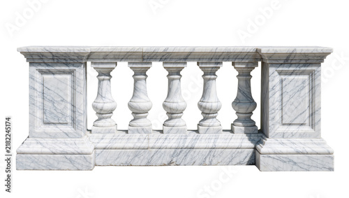 Konstfotografi Classical white marble balustrade with ornate balusters, isolated on transparent