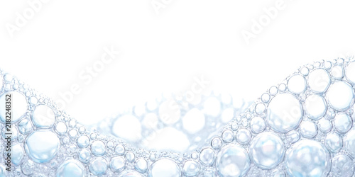 Foto Clear soap bubbles and foam texture forming a wave pattern