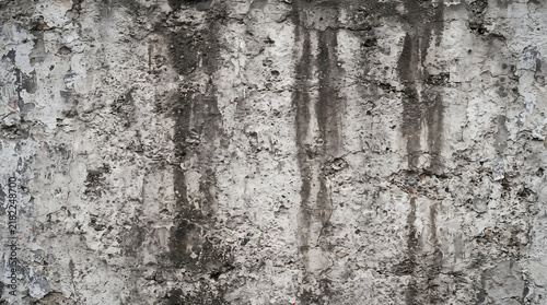 Gray concrete wall with vertical dark stains
