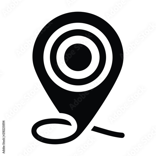 Black and white map pin icon with concentric circles