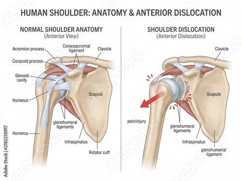 Obraz na płótnie Human Shoulder Anatomy And Anterior Dislocation