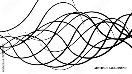 Abstract wave black lines particles on white background.