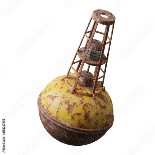 Old Rusty Yellow Metal Nautical Sea Navigation Buoy